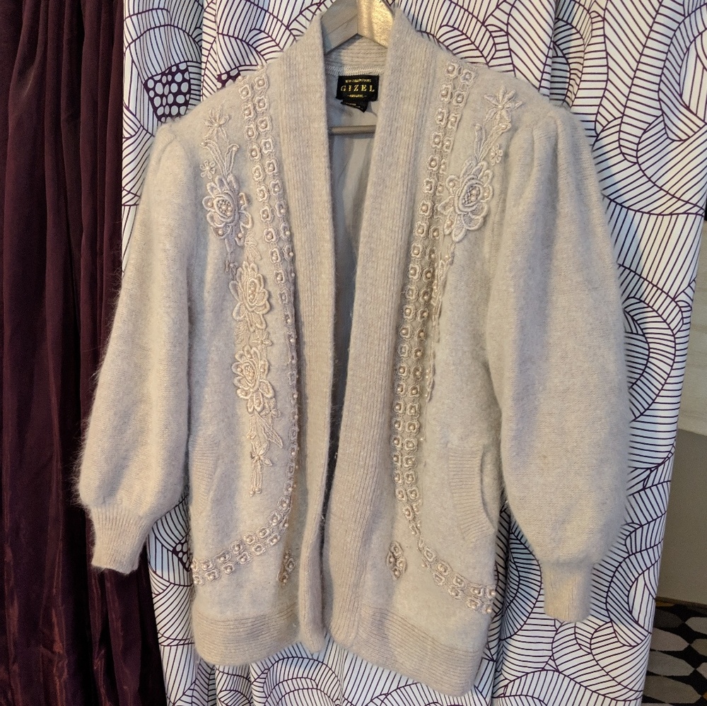 cozy vintage angora house coat sweater m/l
